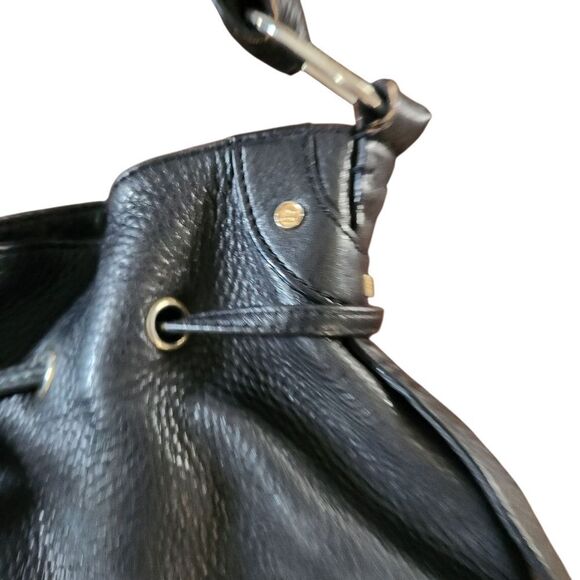 Vintage Juicy Couture Handbag Purse Black Leather w/ Gold Accents Shoulder - Picture 7 of 15